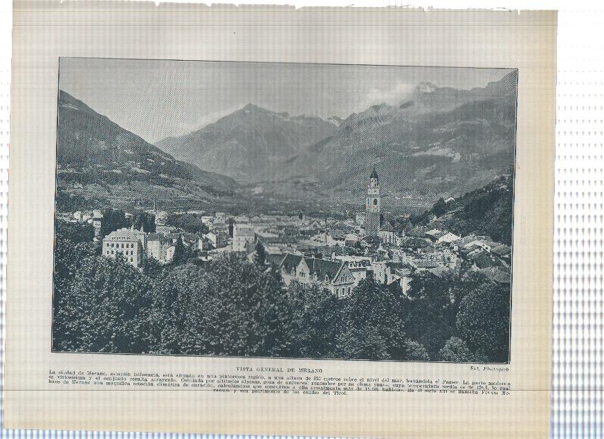 Lamina/sheet/feuille numerada 439/440: Italia: Vista de Merano y estudio temperatura diversas ciudades