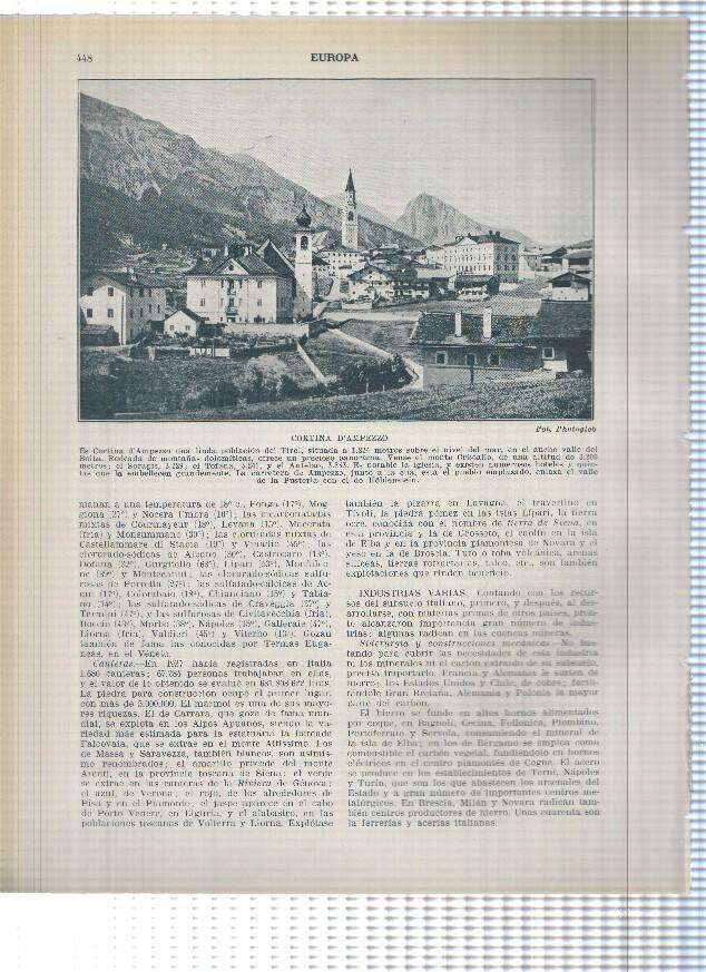 Lamina/sheet/feuille numerada 447/448: Italia: Ayuntamiento de Capo D'Istria y Cortina D'Ampezzo