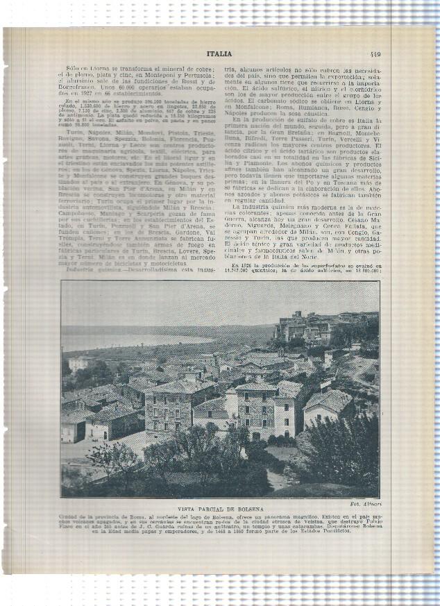 Lamina/sheet/feuille numerada 449/450: Italia: Vista de Bolsena y La catedral de Lecce