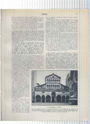 Lamina/sheet/feuille numerada 451/452: Italia: La catedral de Pistoia y estadisticas productos y relaccion comercial con otros paises