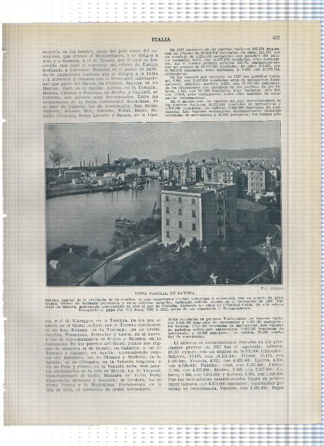 Lamina/sheet/feuille numerada 457/458: Italia: Vista de Savona y Tarento