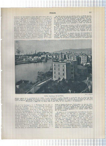 Lamina/sheet/feuille numerada 457/458: Italia: Vista de Savona y Tarento