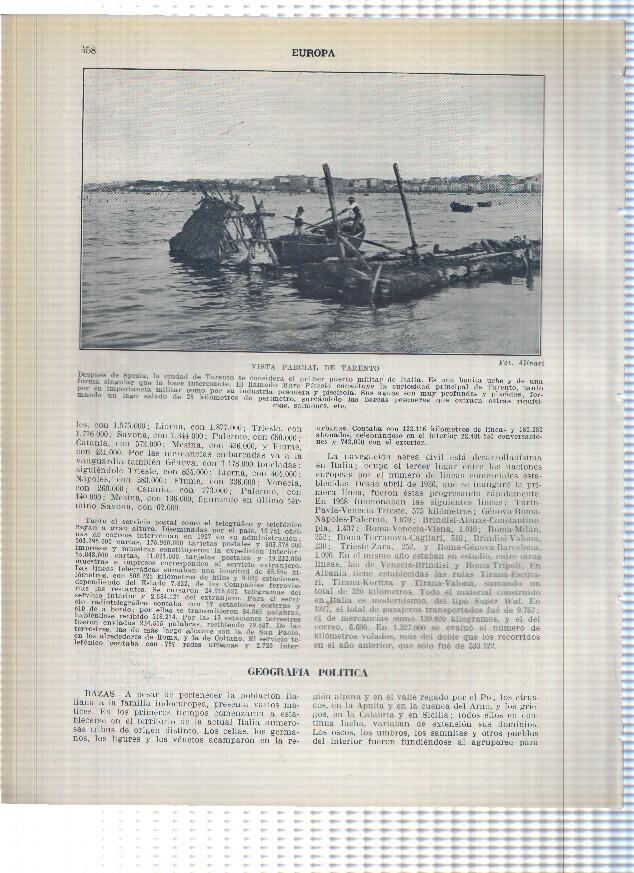 Lamina/sheet/feuille numerada 457/458: Italia: Vista de Savona y Tarento