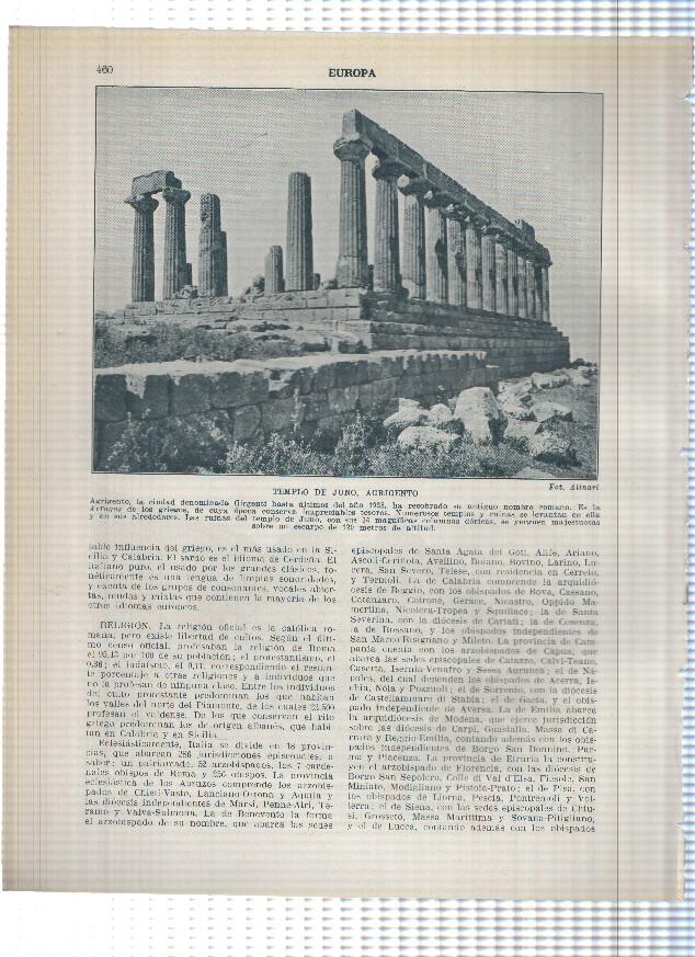 Lamina/sheet/feuille numerada 459/460: Italia: La marina y el castillo de San Alerssio y Templo de Juno en Agrigento