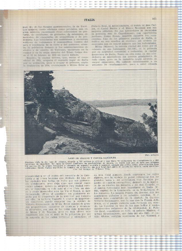 Lamina/sheet/feuille numerada 465/466: Italia: Lago de albano y Castel Gandolfo 