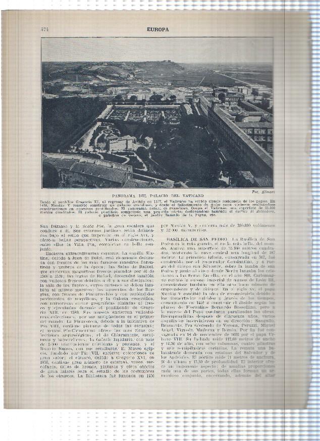 Lamina/sheet/feuille numerada 473/474: Vaticano: Vista general