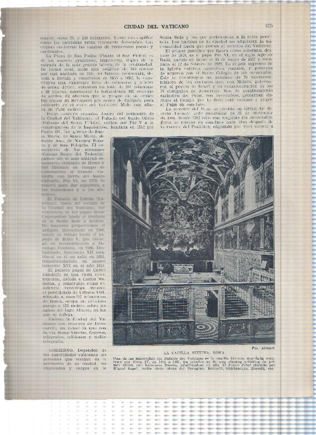 Lamina/sheet/feuille numerada 475/476: Vaticano: Capilla Sixtina y Sala de los Pontifices