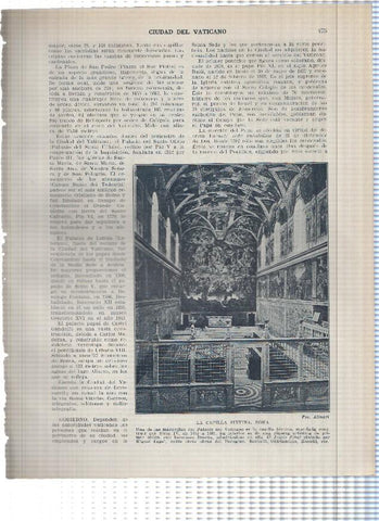 Lamina/sheet/feuille numerada 475/476: Vaticano: Capilla Sixtina y Sala de los Pontifices