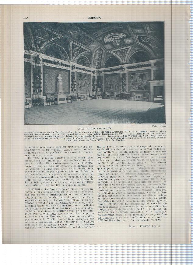 Lamina/sheet/feuille numerada 475/476: Vaticano: Capilla Sixtina y Sala de los Pontifices