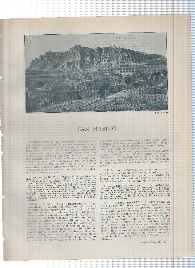 Lamina/sheet/feuille numerada 477/478: San Marino: Vista montes y Puerta de San Francisco