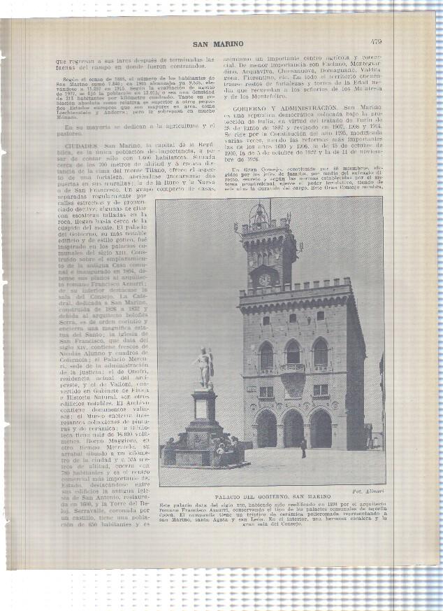 Lamina/sheet/feuille numerada 479/480: San Marino: Palacio del gobierno y La Catedral