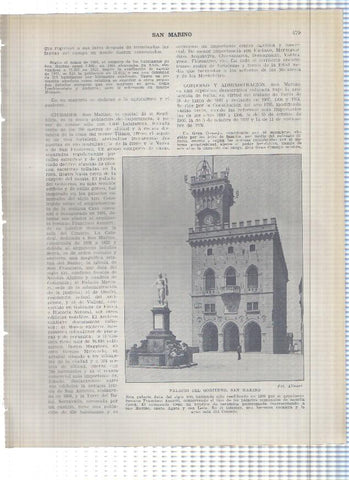 Lamina/sheet/feuille numerada 479/480: San Marino: Palacio del gobierno y La Catedral