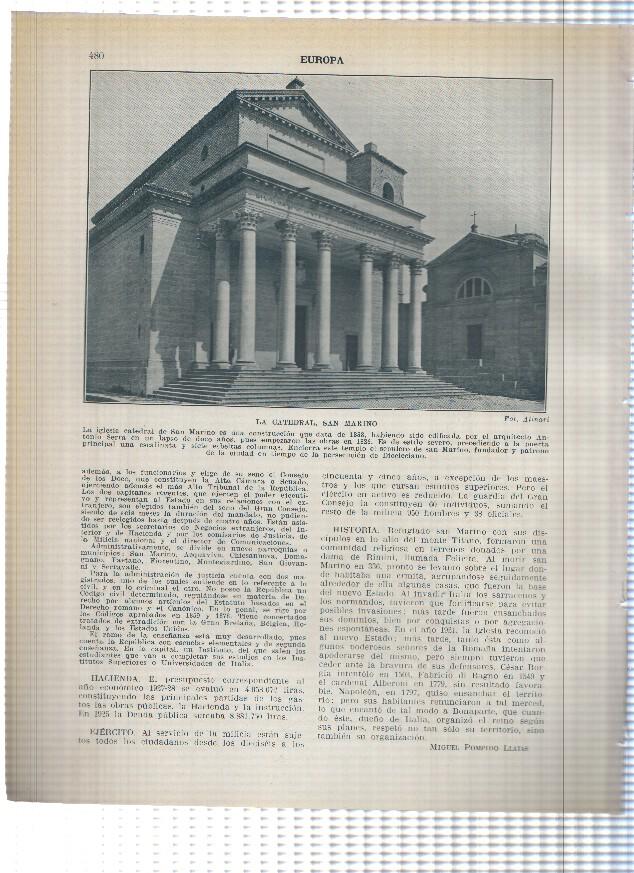 Lamina/sheet/feuille numerada 479/480: San Marino: Palacio del gobierno y La Catedral