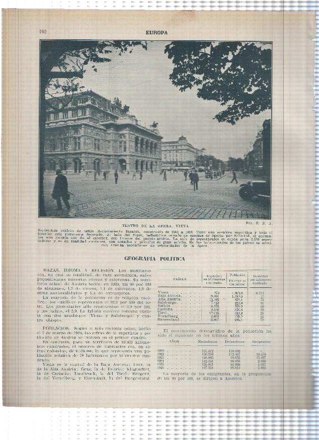 Lamina/sheet/feuille numerada 491/492: Austria: Iglesia Votiva y Teatro de la Opera en Viena  