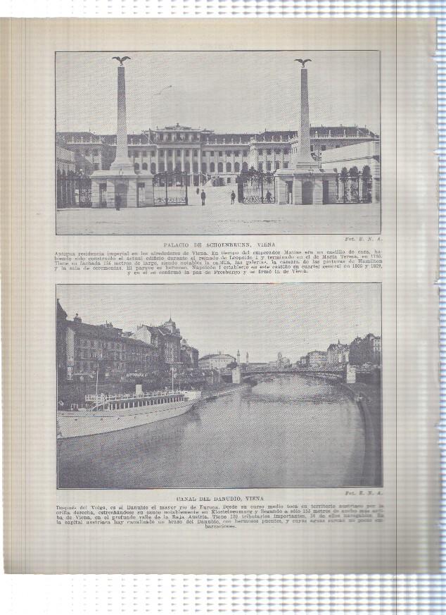 Lamina/sheet/feuille numerada 493/494: Austria: Palacio de Belvedere , Gran Portico del Hofburg, Palacio Schoenbrunn y Canal del Danubio en Viena  