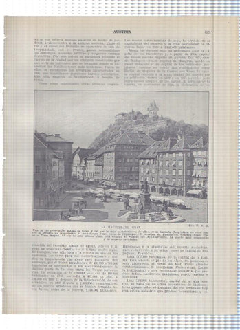 Lamina/sheet/feuille numerada 495/496: Austria: La Hauptplatz en Graz y Vista de Linz