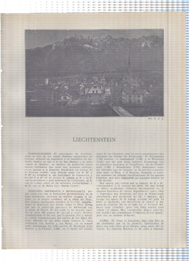 Lamina/sheet/feuille numerada 499/500. Liechtenstein: Vista general y mapa geografico