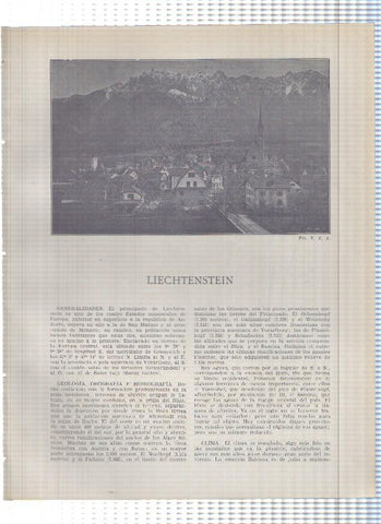 Lamina/sheet/feuille numerada 499/500. Liechtenstein: Vista general y mapa geografico