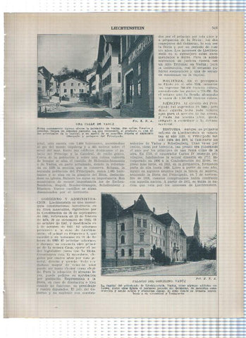 Lamina/sheet/feuille numerada 501/502. Liechtenstein/Hungria: Calle y Palacio del Gobierno en Vaduz y  Vista de Budapest
