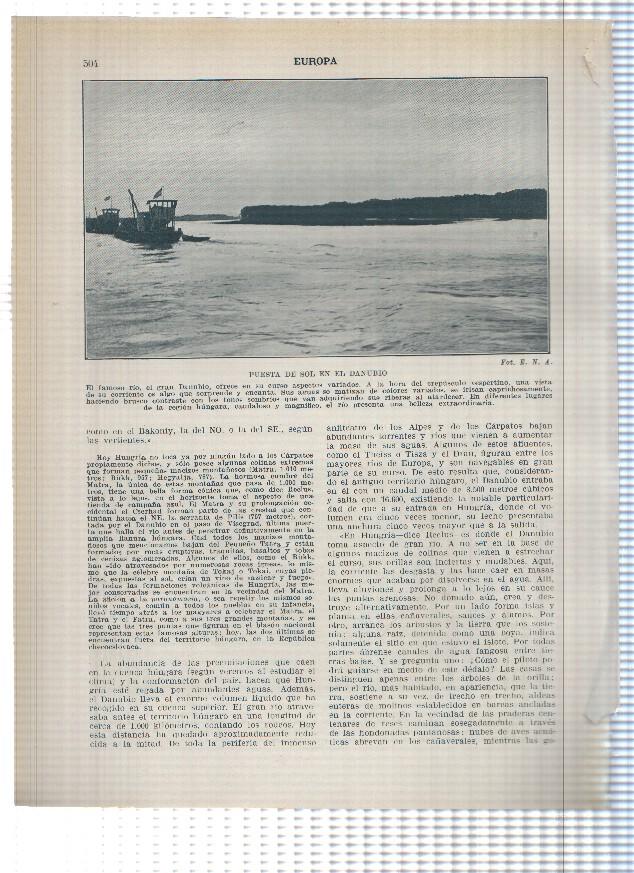 Lamina/sheet/feuille numerada 503/504: Hungria: La llanura de Puszta y Puesta de sol en el Danubio