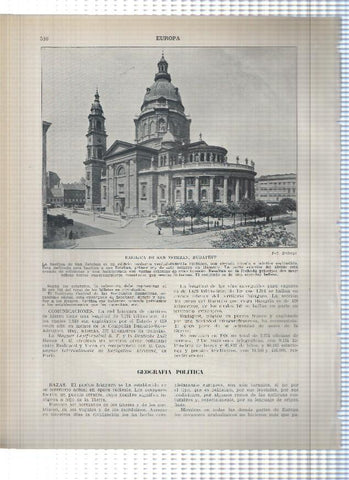 Lamina/sheet/feuille numerada 509/510: Hungria: Baluarte del pescador y Basilica de San Esteban en Budapest