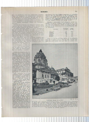 Lamina/sheet/feuille numerada 511/512: Hungria: Castillo real, Teatro de la Opera, Puente de Isabel en Budapest