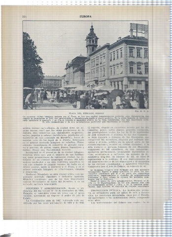 Lamina/sheet/feuille numerada 513/514: Hungria: mapa agricola e industrial y Plaza del Mercado en Szeged
