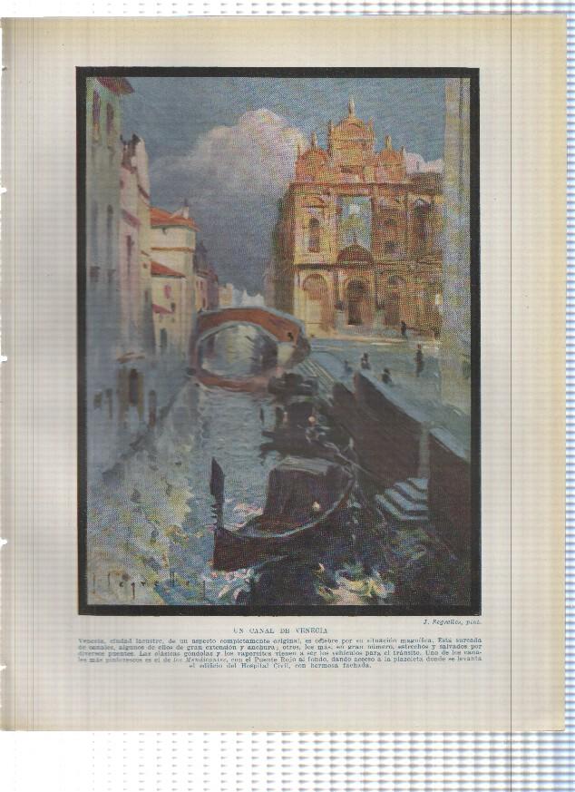 Lamina/sheet/feuille COLOR numerada 02: Un canal de Venecia por el pintor J.Segrelles