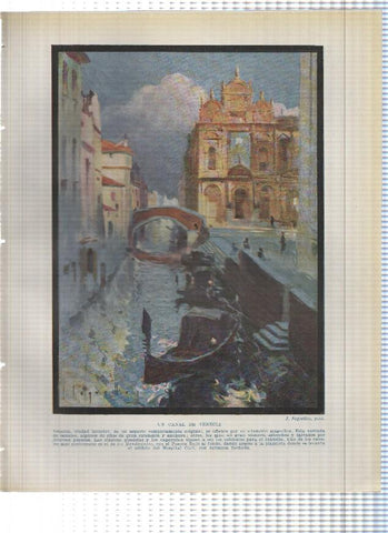 Lamina/sheet/feuille COLOR numerada 02: Un canal de Venecia por el pintor J.Segrelles