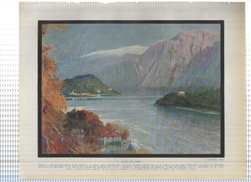 Lamina/sheet/feuille COLOR numerada 03: Lago de Como por el pintor J.Segrelles