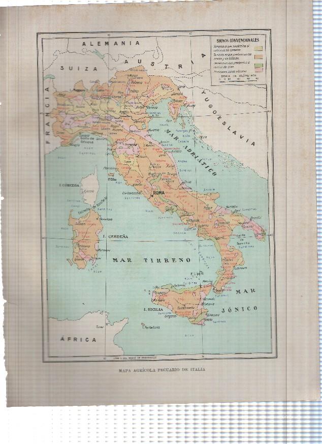 Lamina/sheet/feuille COLOR numerada 08: Mapa agricola pecuario de Italia