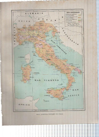 Lamina/sheet/feuille COLOR numerada 08: Mapa agricola pecuario de Italia