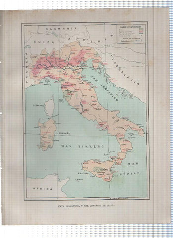 Lamina/sheet/feuille COLOR numerada 09: Mapa industrial y del comercio de Italia