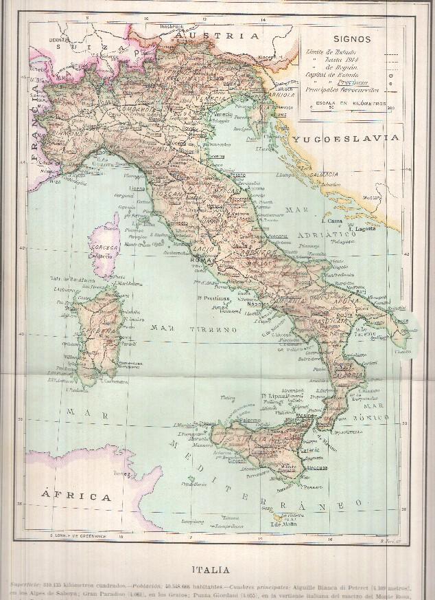 Lamina/sheet/feuille COLOR numerada 14: Mapa de Italia