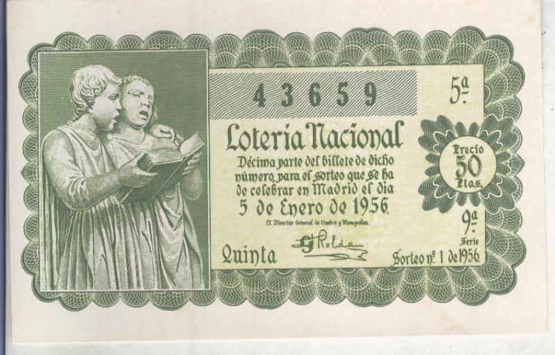 Postal 013688: Primer premio de la loteria nacional del 5.01.1956