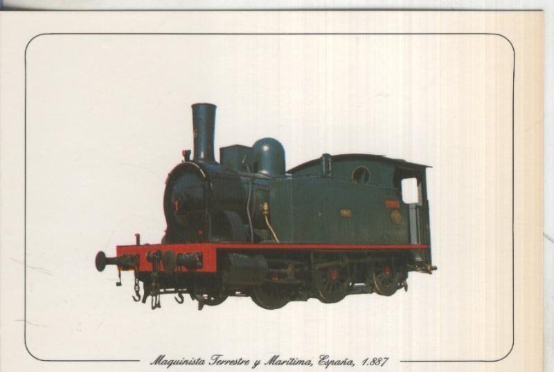 Postal 013045: Tren Locomotora Maquinista Terrestre y Maritima-España 1887