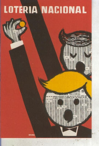Postal 013629: Loteria Nacional, cartel 1962 de Don Eduardo Barahona Collado