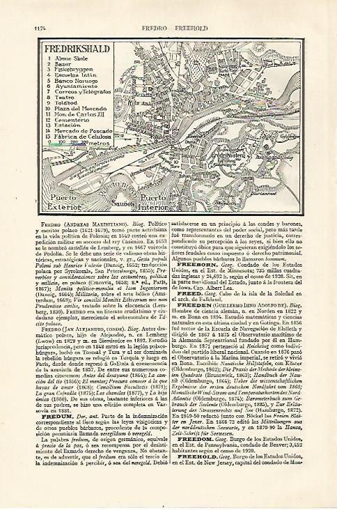 LAMINA ESPASA 27499: Plano de Fredrikshald Noruega