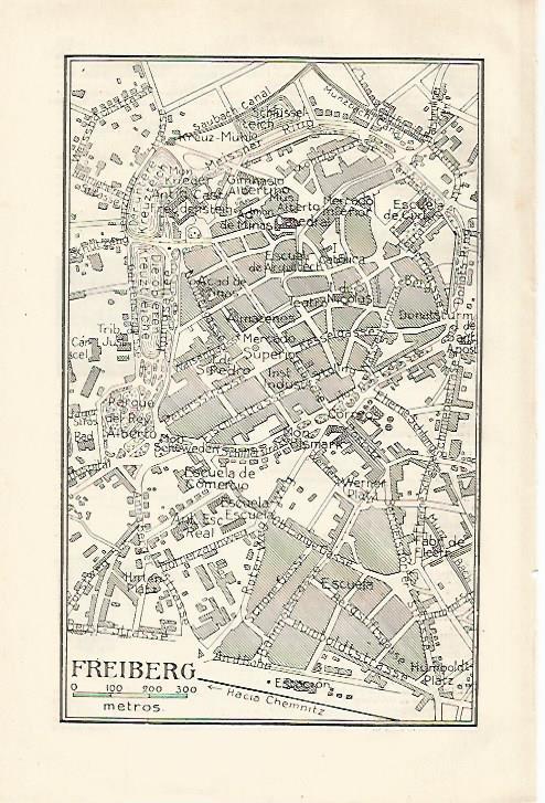 LAMINA ESPASA 27502:  Plano de Freiberg Alemania