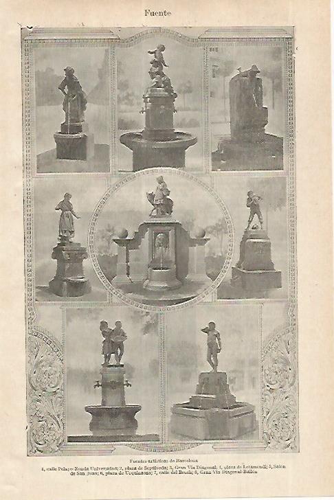 LAMINA ESPASA 27558: Fuentes artisticas de Barcelona