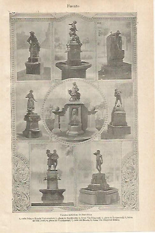 LAMINA ESPASA 27558: Fuentes artisticas de Barcelona