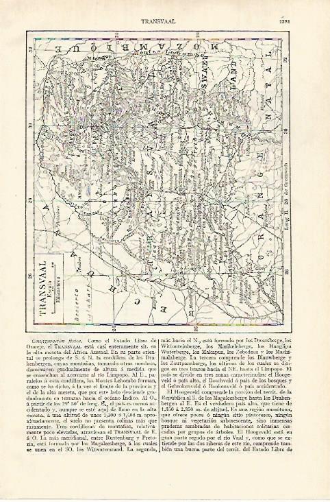 LAMINA ESPASA 27585: Mapa de Transvaal