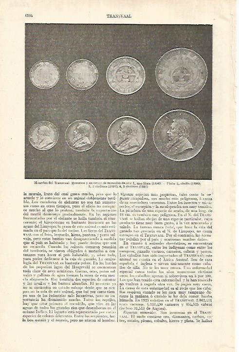 LAMINA ESPASA 27586: Monedas de Transvaal