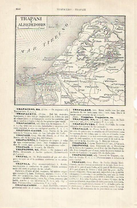 LAMINA ESPASA 27587: Mapa de Trapani y alrededores