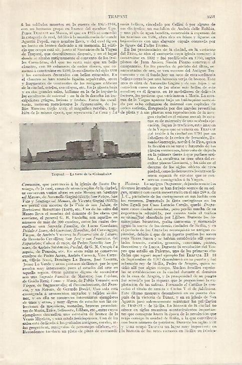 LAMINA ESPASA 27589: Torre de la Colombata en Trapani