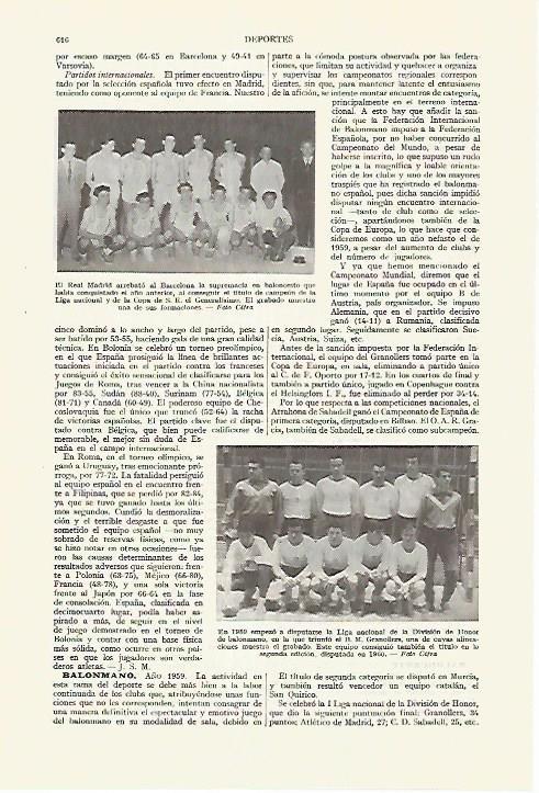 LAMINA ESPASA 27638: Equipo de baloncesto del Real Madrid en 1959-1960