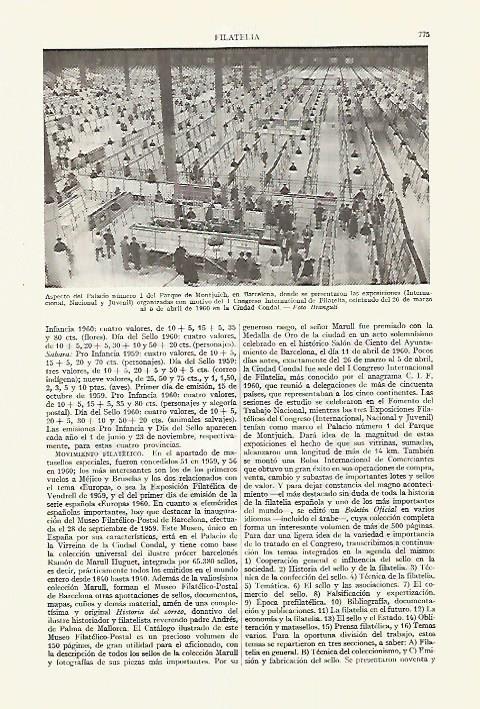 LAMINA ESPASA 27655: I Congreso Internacional de Filatelia en Barcelona  5 de abril de 1960