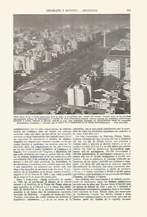 LAMINA ESPASA 27667: Vista aerea de la Avenida 9 de Julio de Buenos Aires 