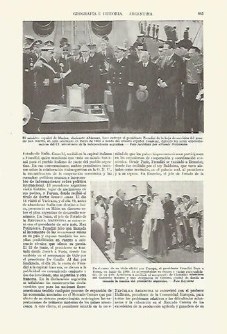 LAMINA ESPASA 27669: El Almirante Abarzuza y el Presidente Frondizi de Argentina en 1960