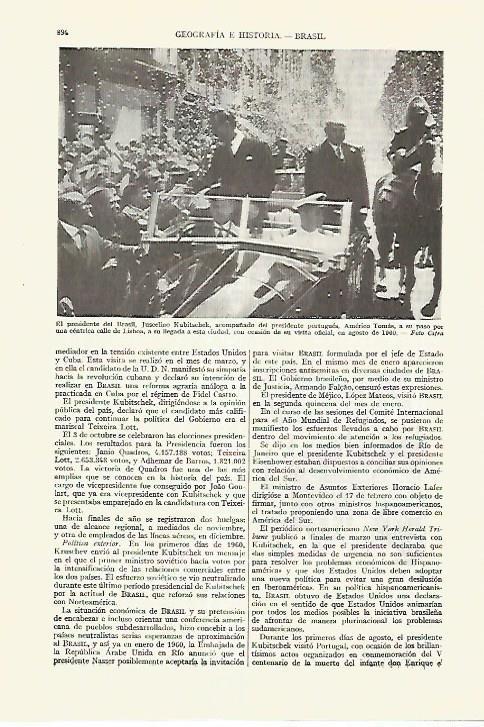LAMINA ESPASA 27672: Juscelino Kubitschek presidente de Brasil
